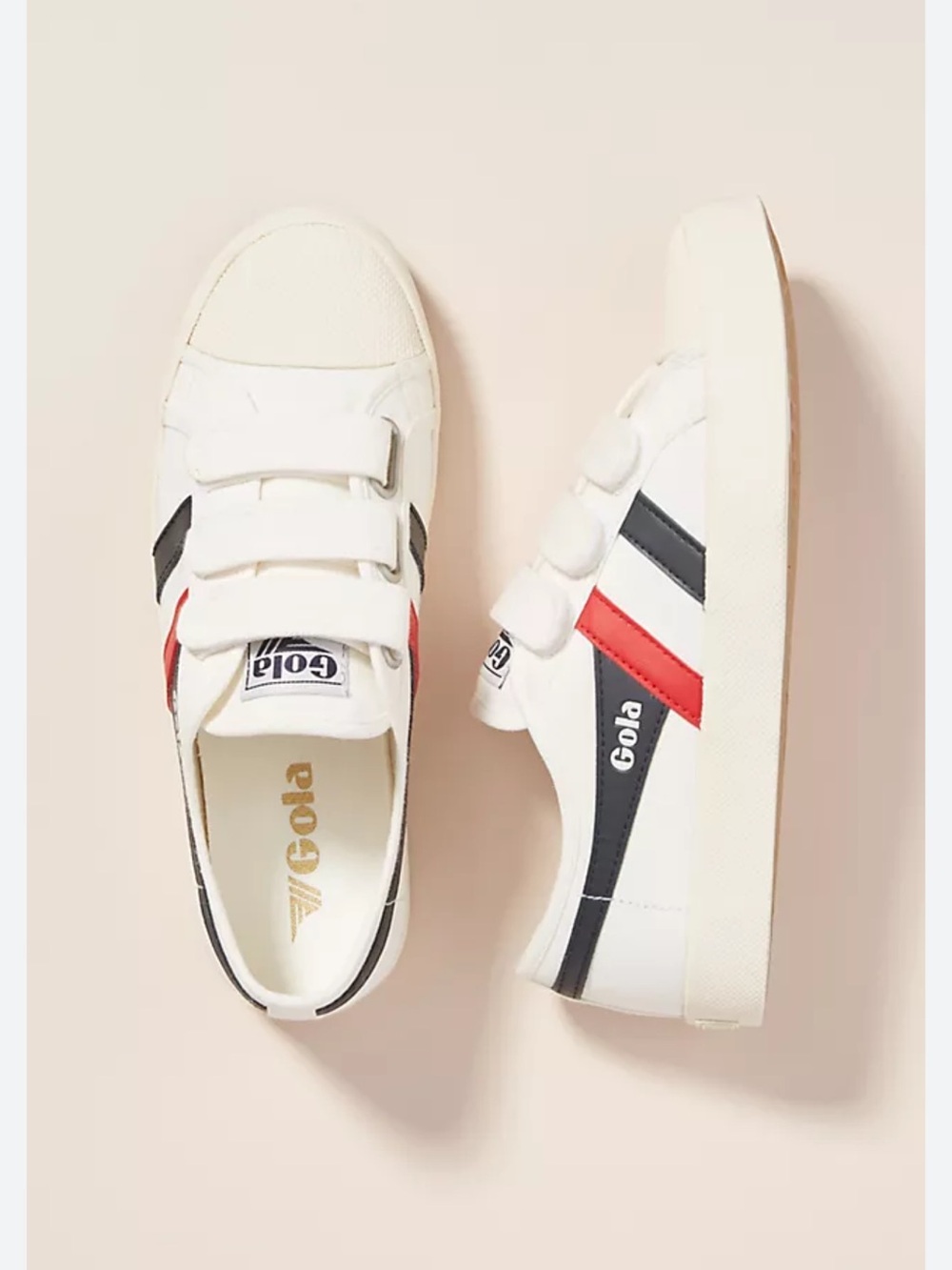 Gola White Sneakers with Red & Navy Stripe Accents 🇺🇸